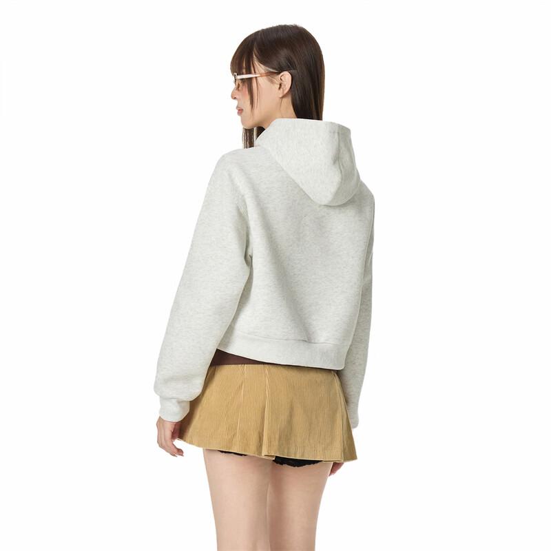 GROUND ZERO Women's Letter Embroidered Short Hooded Sweatshirt