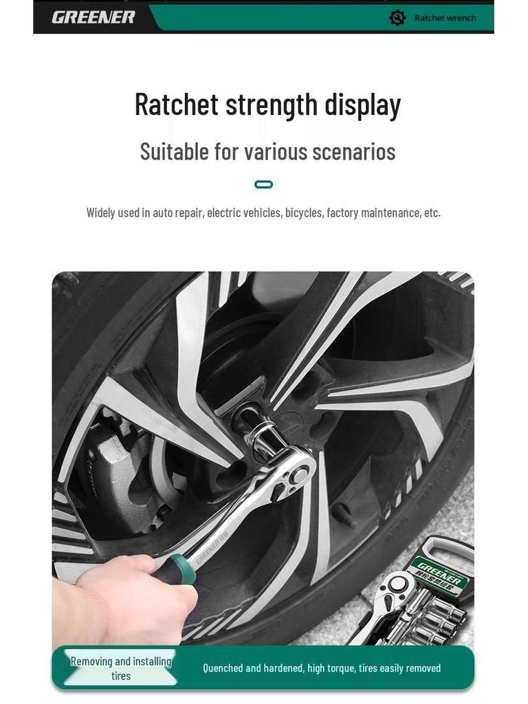 72-Tooth Reversible Quick Ratchet Socket Wrench with Large, Medium, and Small Fly Labor-Saving Thorns.