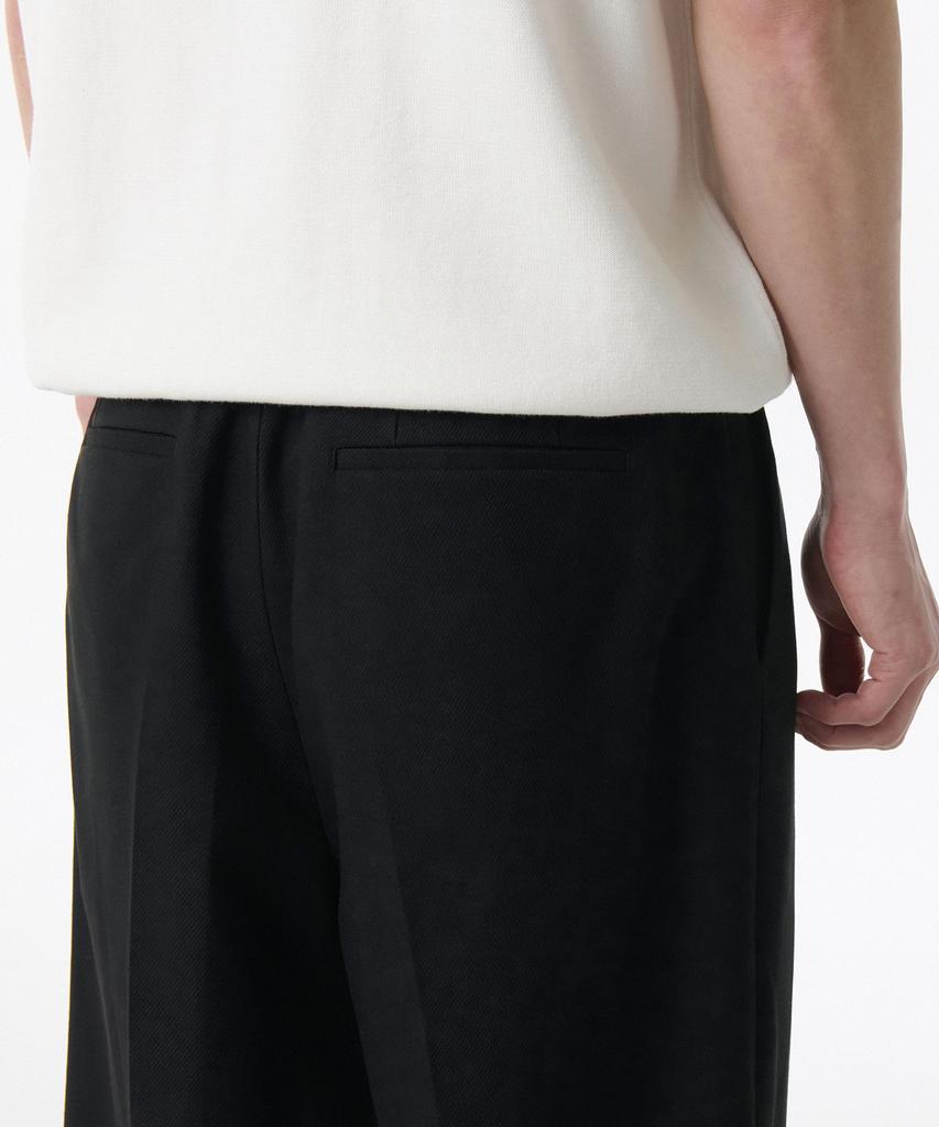 Musinsa Standard Whipcord One-Pleat Wide Hidden Banding Slacks [Black]