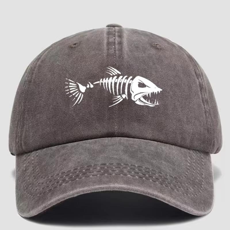 Fishbone Baseball Cap Summer Distressed Dad Hats Unisex Outdoor Fishing Skeleton Fish Bone Caps MZ-496 Fishbone Baseball Cap Summer
