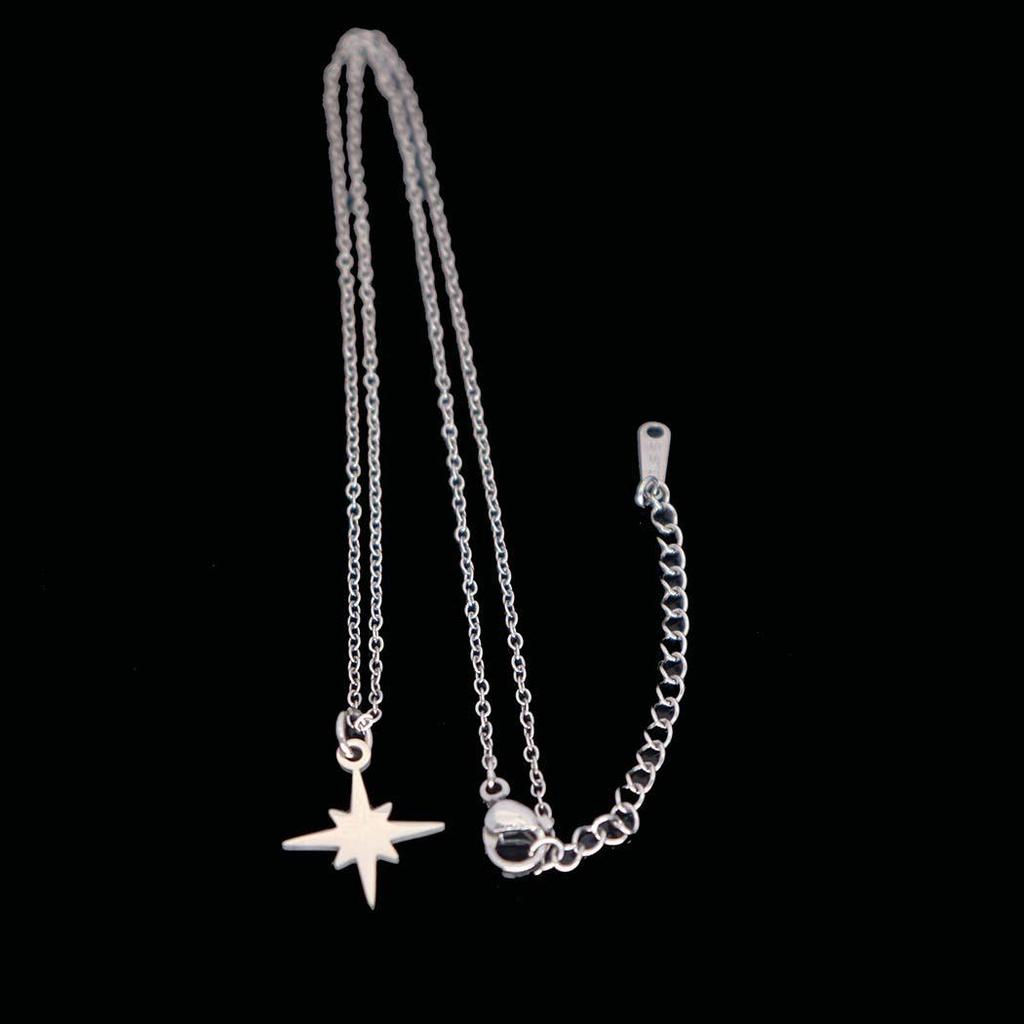 Stainless Steel Eight-Pointed Star Necklace - Elegant European & American Style Women's Jewelry