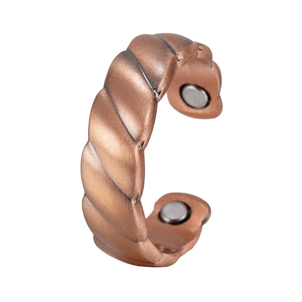 Vinterly Pure Copper Magnetic Rings Women Big Size Adjustable Gold-color 6.7mm Cuff Jewelry Wedding Bands Resizable Finger Rings