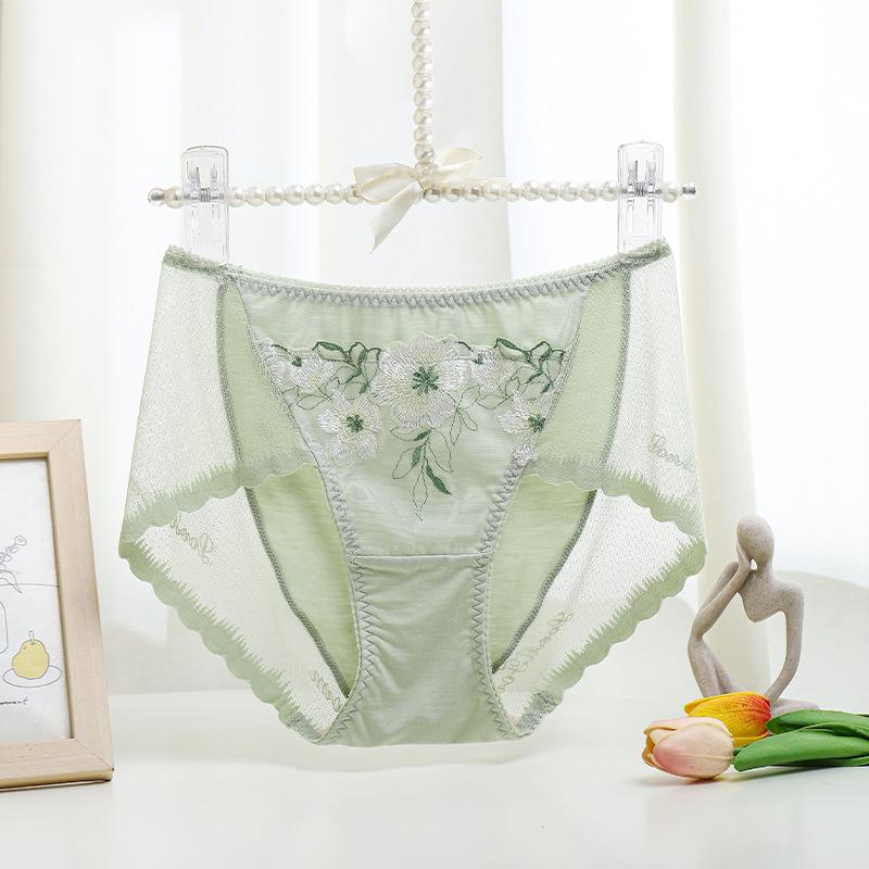 Jedwab haftowany średni stan koronka seksowna bielizna bezszwowa damska plus size duża czerwona bielizna damska majtki