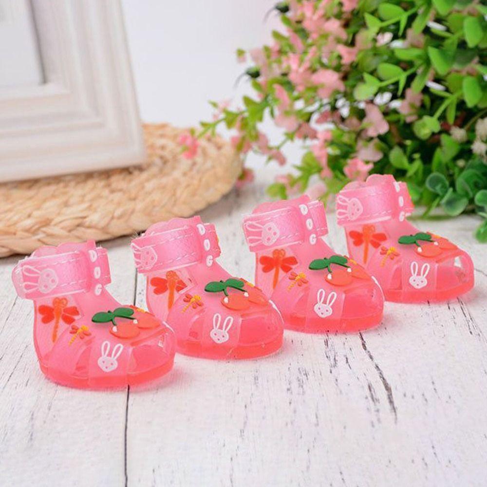 4Pcs/Set Cartoon Breathable Dog Shoes Non-slip Dog Paw Protector for Hot Roads