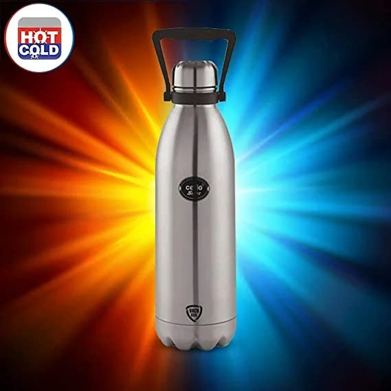 Thermosteel Water Bottle 1500ml For Travel Office Use | Double Wall Vacuum Flask Keeps Drinks Hot Cold 24H | Sleek Silver Leakproof Design