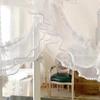Double Pearls Lace Bottom Ruffled Lace Short Sheer Curtain Floral Short Tulle Drapery  Balcony