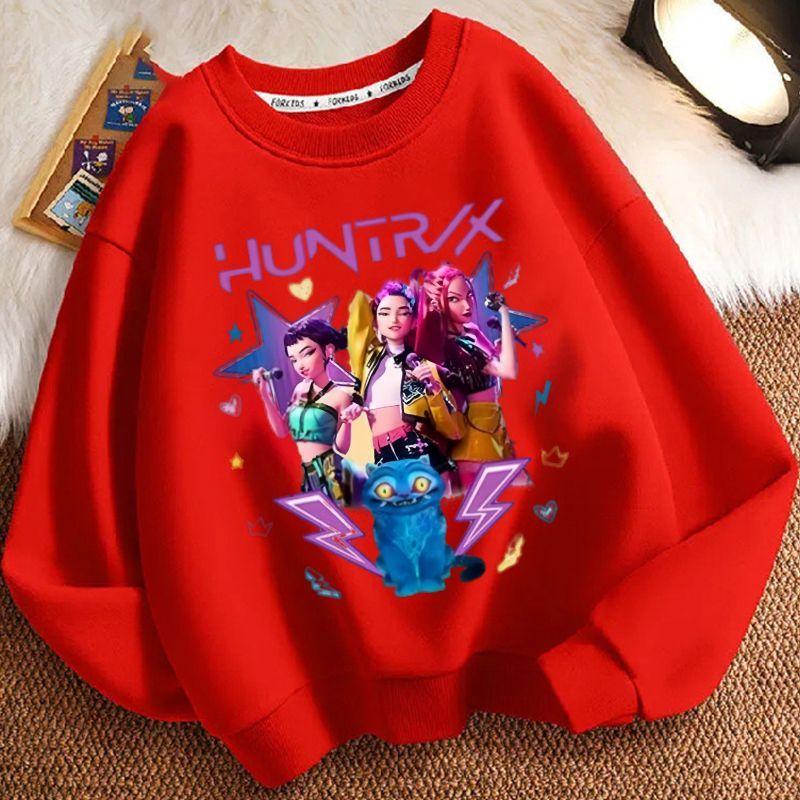 Kinder-Mode Hexenjagd Team Rundhals-Hoodies für Herbst und Winter, Lockere Langarm-Freizeitjacken für Jungen und Mädchen