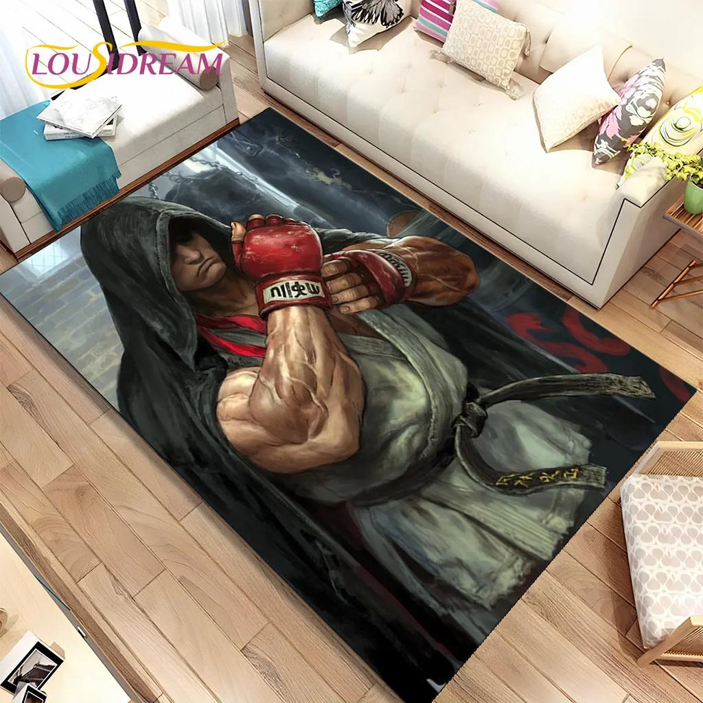 Street Fighter Retro Game Gamer Area Rug,Carpet Rug for Living Room Bedroom Sofa Doormat Decoration, Kid Play Non-slip Floor Mat
