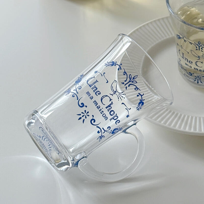 Blue Rose Glass Mug 250ml MADE IN JAPAN