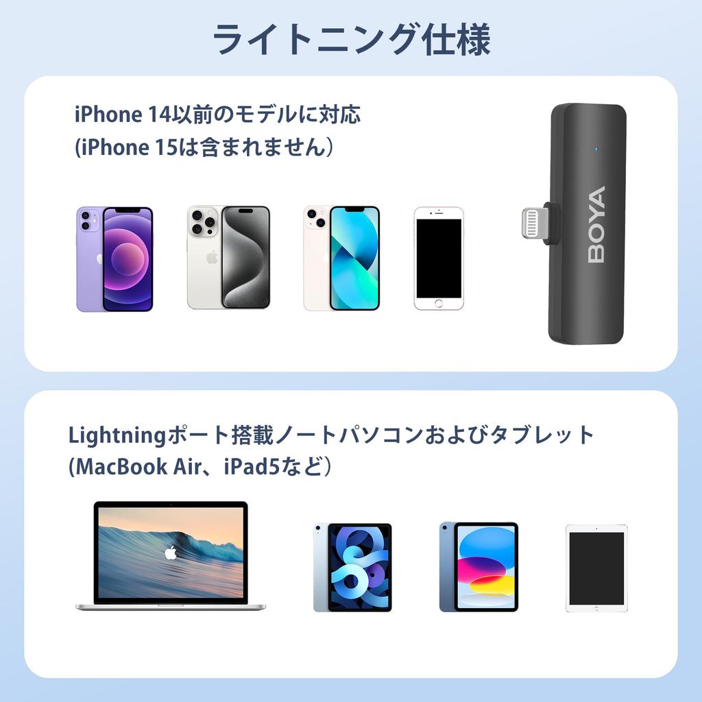 Boya Mini Bezprzewodowy Mikrofon Krawatowy z Portem Lightning dla iPhone'a i 4 Bezprzewodowe Mikrofony Krawatowe do Wideo i YouTube BY-V4D 11/12/13/14 iPad,