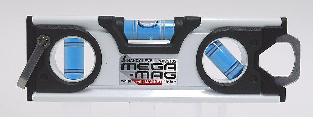 Shinwa Sokutei Handy Level with 73132 MEGA-MAG Magnet, White, 150mm, белый