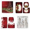 Elegant 4pcs Christmas Shower Curtain And Toilet Cushion Set For Joyful Bathroom Style