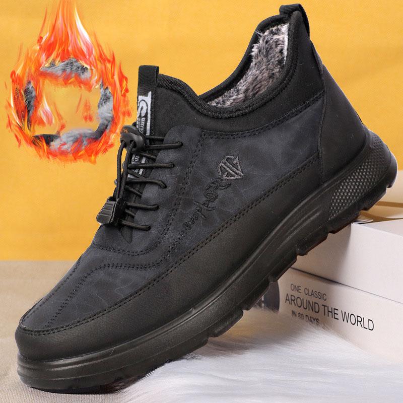 

Зимние мужские ботинки на шнуровке, теплые и морозостойкие, удобные и мягкие, водонепроницаемые и противоскользящие, водонепроницаемые 39 чёрный