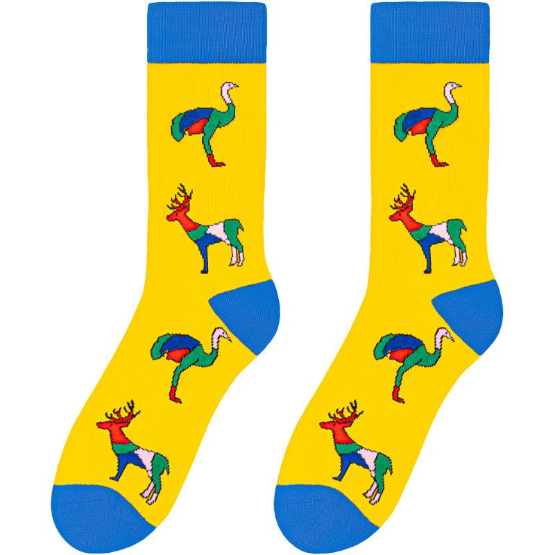 Funny Animal Cotton Crew Socks Colorful Novelty Cartoon Giraffe Dog Pattern Happy Casual Socks For Men Women