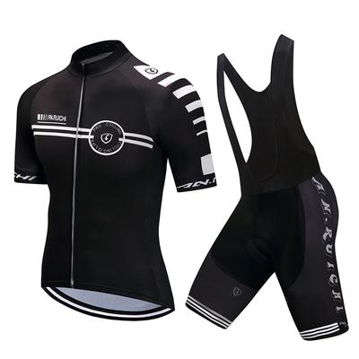 Summer Short Riding Bicycle Cycling Clothing Set Men Sport Jerseys Suits Black Bib Pants
