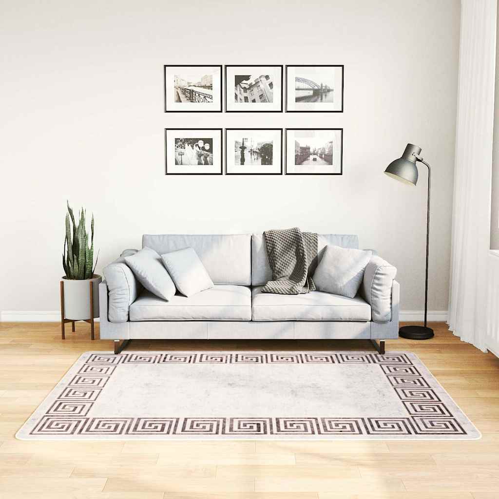 vidaXL Teppich Waschbar 120x180 cm Hellbeige beige