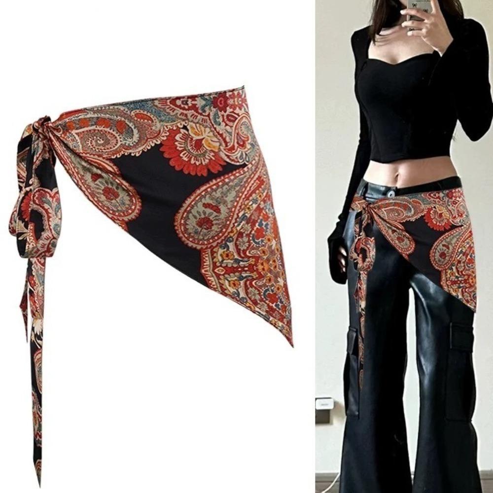 Chinese Style Triangular Waistband Ethnic Style Bohemia Wide Waistband  Dance Costumes Accessory