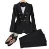 New Pink Red Long Sleeve Blazer Jacket Set Women's Pants & Mini Skirt Outfit Elegant