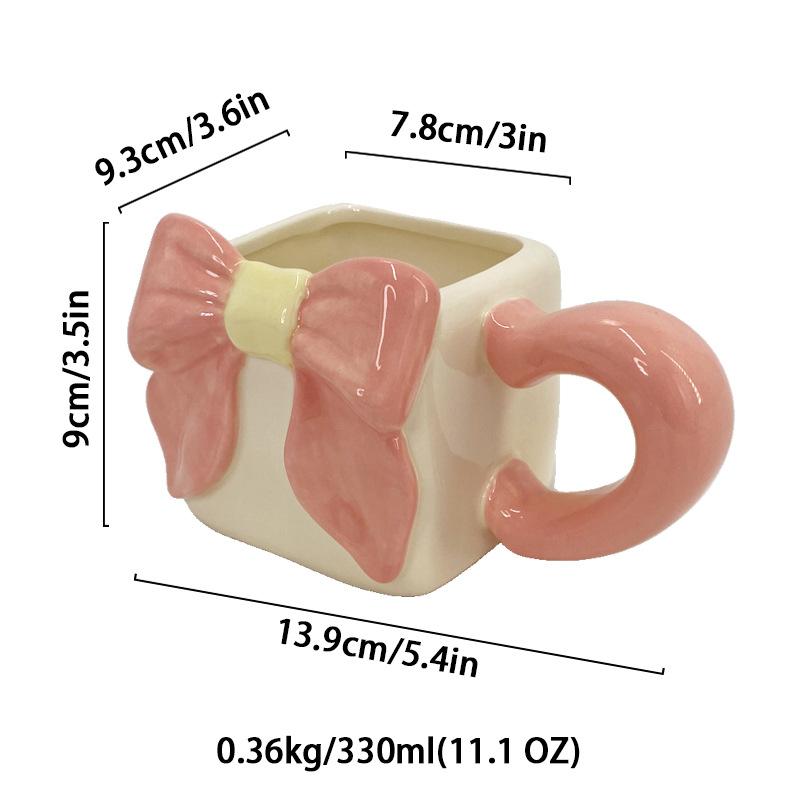Creative Ceramic Coffee Cup Three-dimensional Bow Mug Exquisite Afternoon Tea Ceramic Flower Tea Cup Home Breakfast Milk Mug New