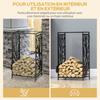 Fireplace Log Rack, Multi-Accessory Shelf, 46 x 29 x 70 cm, Black Steel