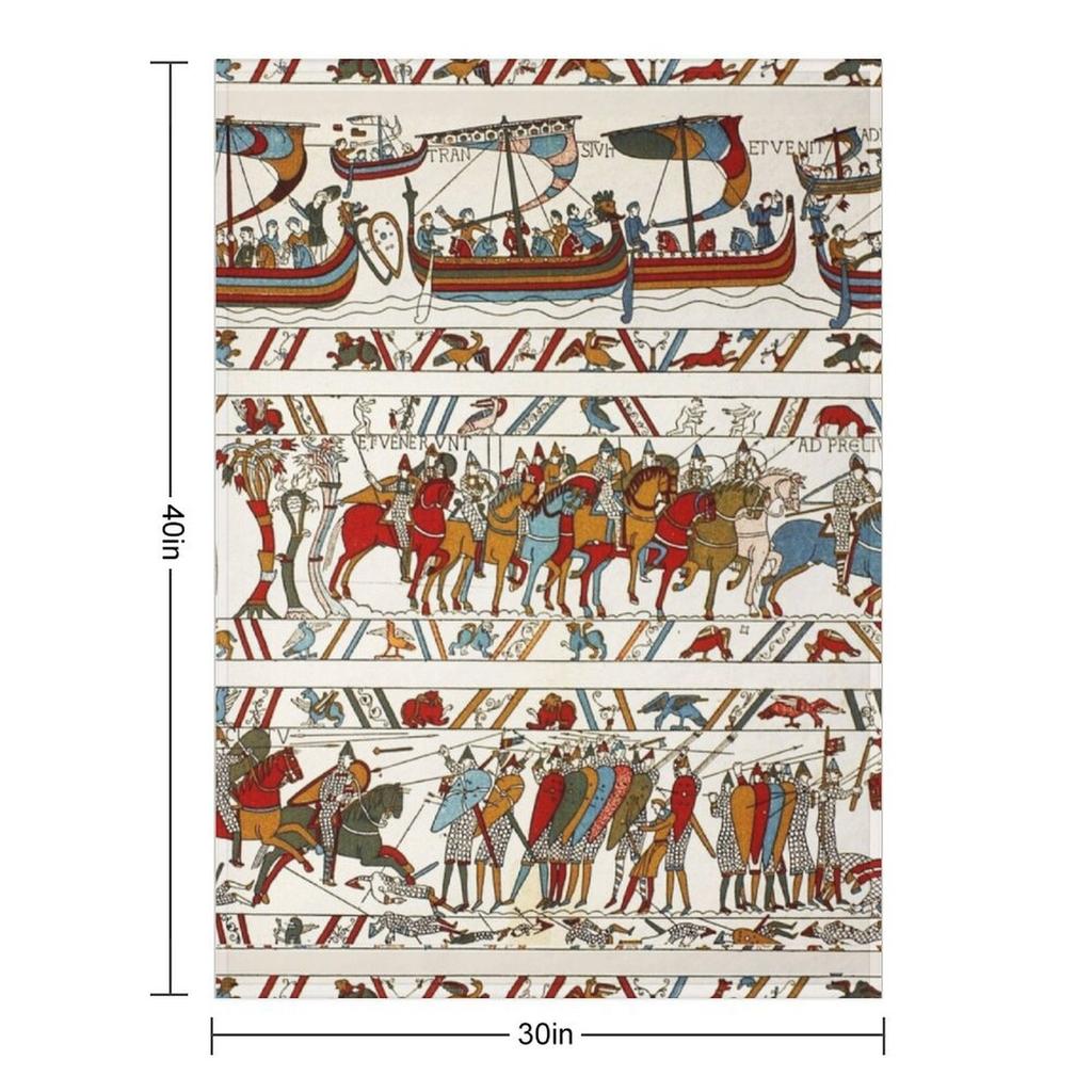 TAPESTRY Z BAYEUX ,BITVA U HASTINGS ,NORMANŠTÍ RYTÍŘI A VIKINGSKÉ LODĚ Velká kostkovaná deka