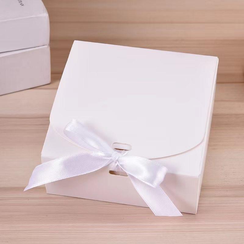 5Pcs Gift Boxes With Lids, 27*20*8Cm White & Black Paper Gift Box With Ribbon, Bridesmaid Proposal Box For Wedding, Birthday