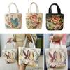 Creative Embroidery Canvas Bag Cute Cat Flowers Tote Bag Fashion Style Large Capacity Shoulder Traveling Pouch Handbag