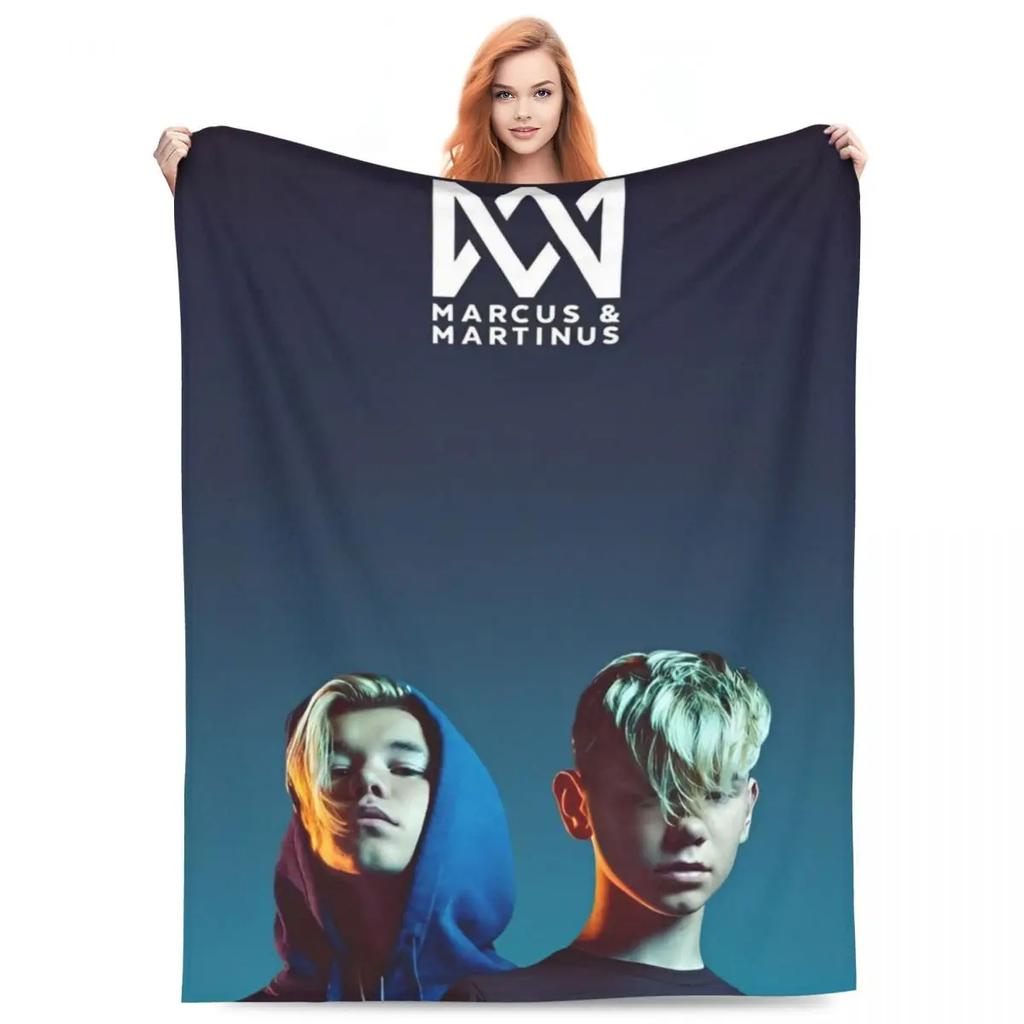 Marcus And Martinus Twin Boys Blanket MM Singer Soft Pattern Plush Throw Blanket For Bedroom Travel Flannel Bedspread Bed Cover