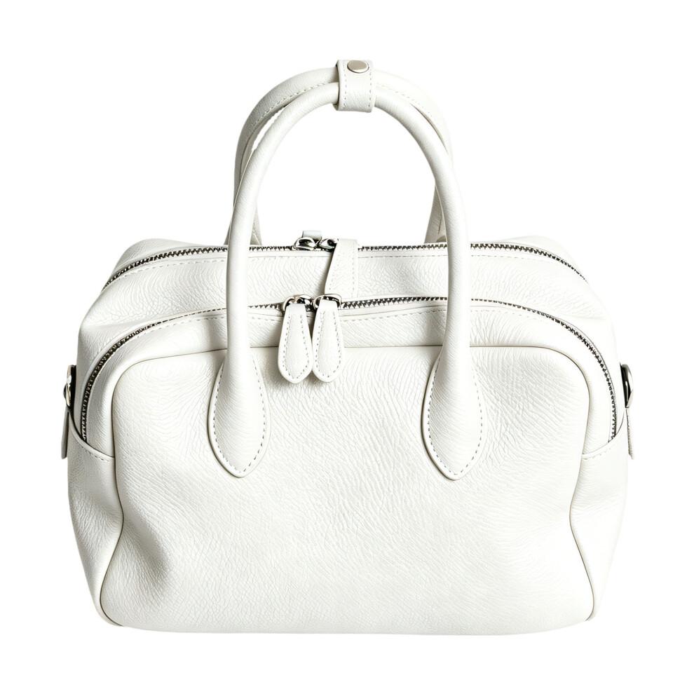 Women Satchel Purses and Handbags Leather Bostons Barrels-White