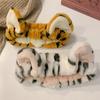 Cat Ears Headband For Women Tiger Pattern Makeup Wash Hairband Girls Plush Pure Elastic Hair Turban Head Bands Hair Accessories