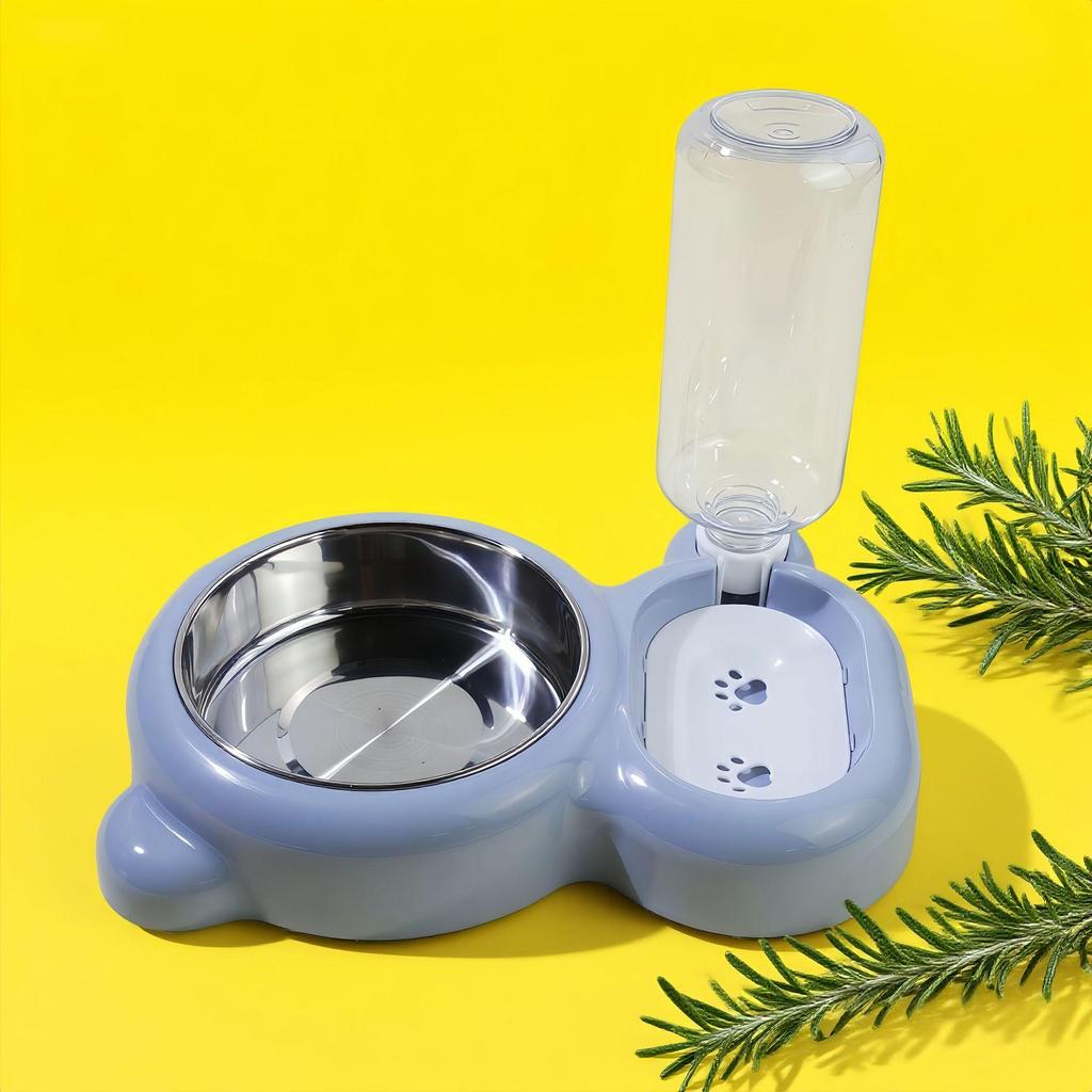 Double Cat Bowl Macaron Color Anti-Spill Pet Feeder - Oval Style