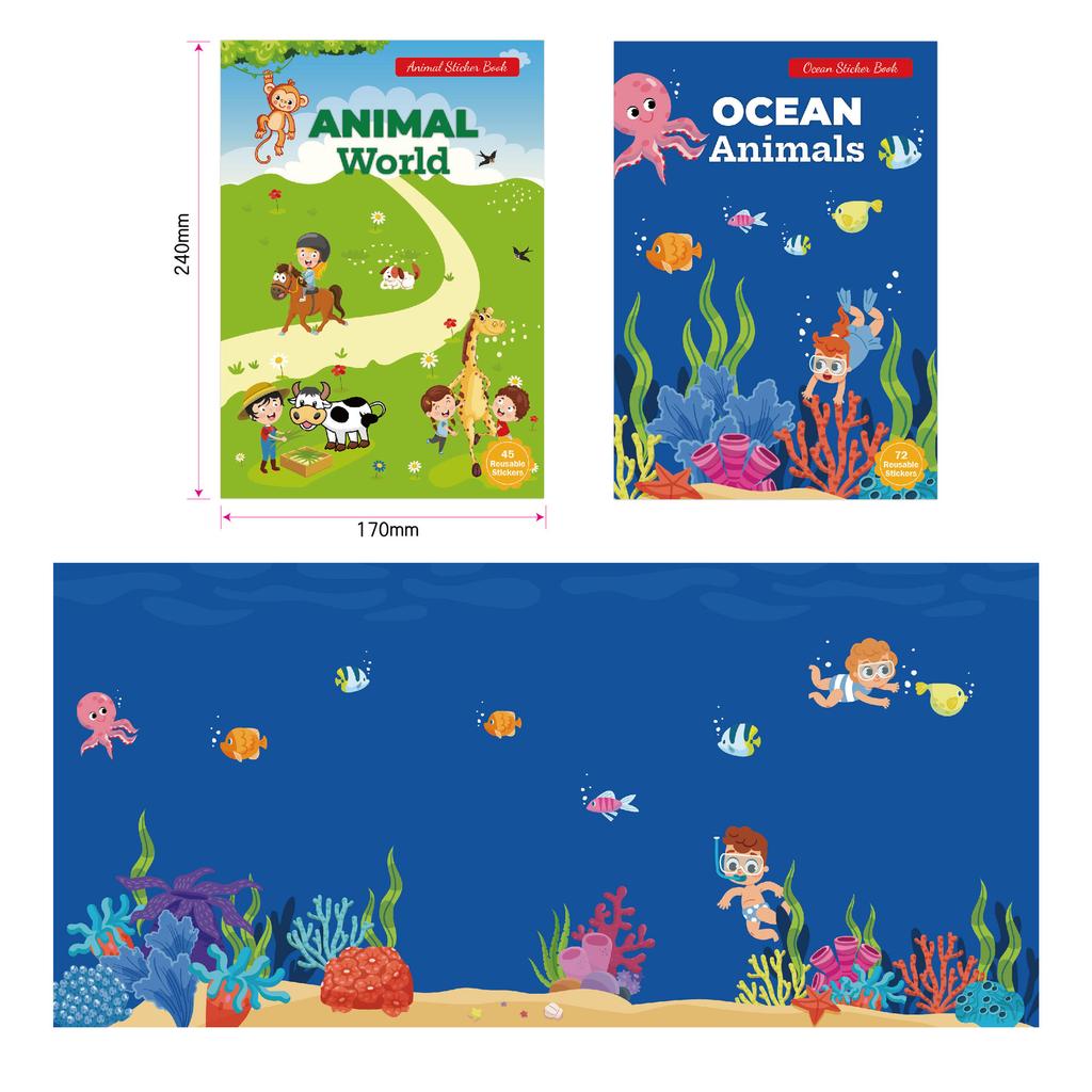 New Sticker Book Focus Potential Development Reusable Stickers Cartoon Animal Enlightenment Baby Early Education Book For Kids