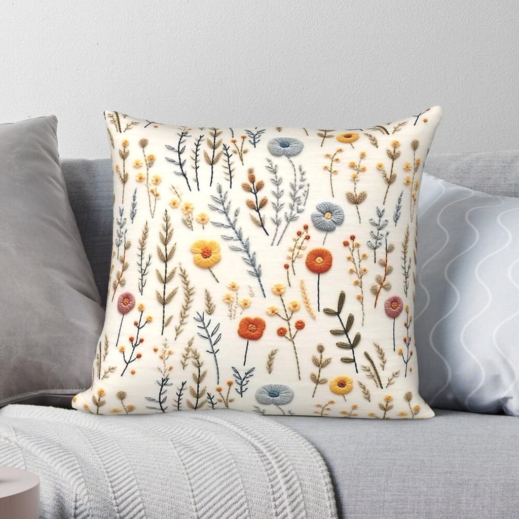 Cottage Dreams Wildflowers Pillowcase Polyester Linen Velvet Creative Zip Decorative Home Cushion Cover