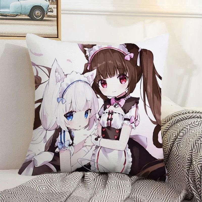 Nekopara 50x50 Cushion Cover 45 × 45 Decorative Pillowcase for Pillow Home Decor Car Decoration Pillowcases Bed Cushions Kawaii