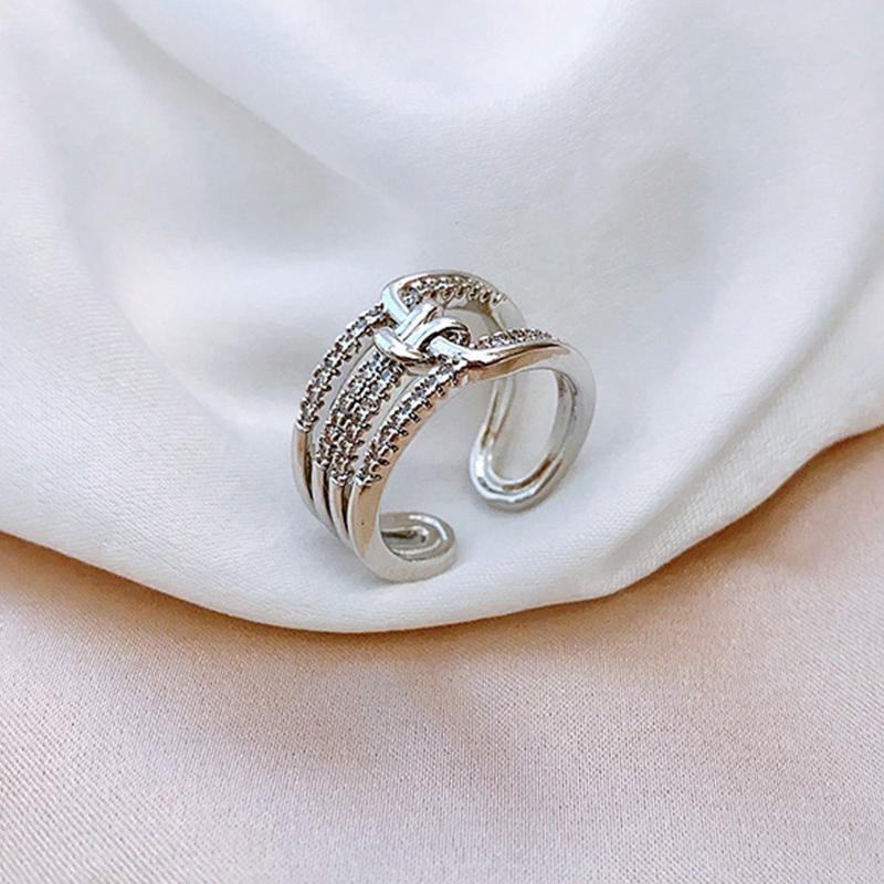 

1 шт. Модное многослойное кольцо из нержавеющей стали с декором из кубического циркония для женщин для повседневного украшения one-size