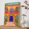 Wall Art Pictures Mexican Hacienda Print and Poster Mexico Traditional Courtyard Travel Illustration Canvas Painting Home Decor