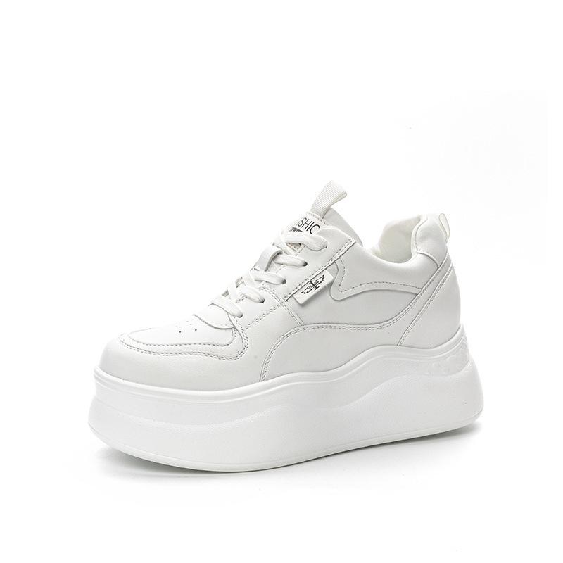 

Board Shoes Women s Four-season Slope Heel Lace-up Casual Sneakers Women s New Thick-soled Inner Height Increase Pumps 34 белый