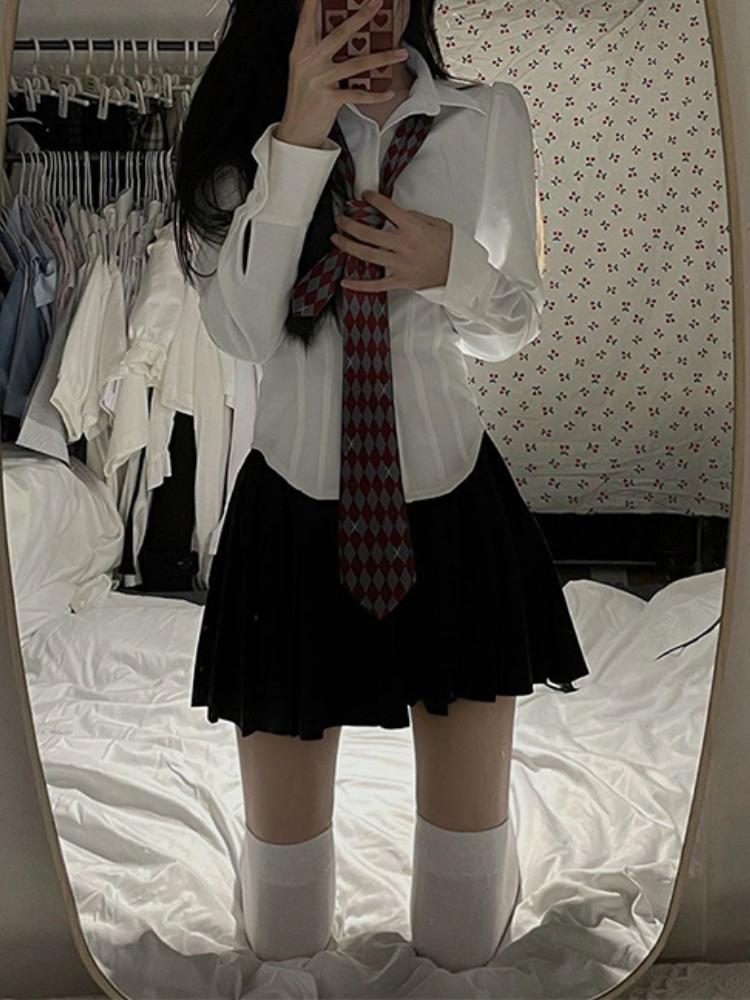 Autumn Y2K White Sexy Shirts Women Streetwear Tunic Long Sleeve Tops Students Jk Preppy Korean Fashion Slim All Match Blouses New