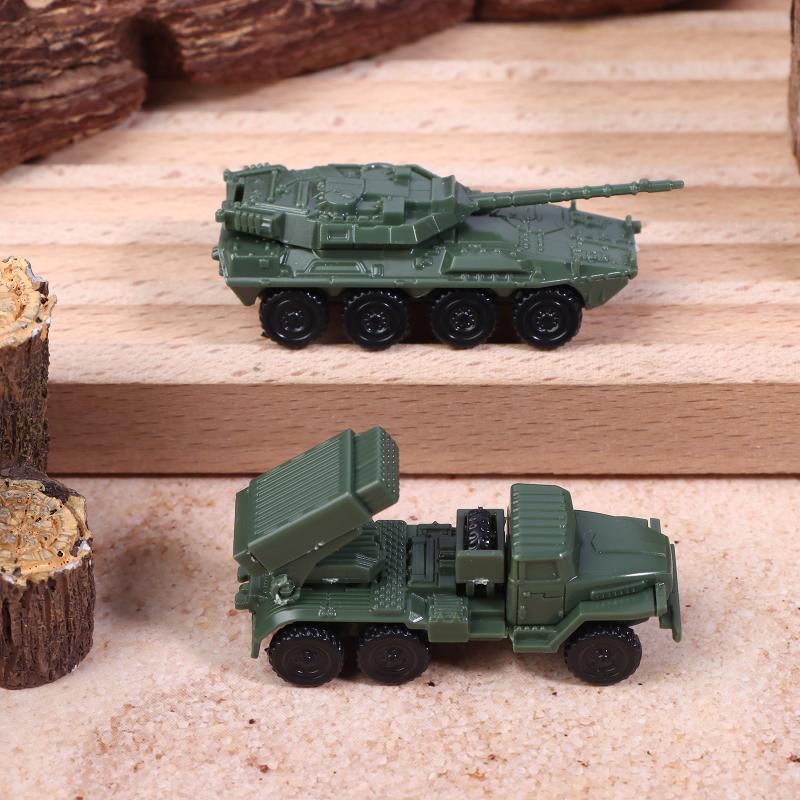 4Pcs/Set 1/144 Soviet Bm21 Hail Rocket Launcher Italy Centaur B1 Tank 4D Steel Ball Military Model Sliding Toy