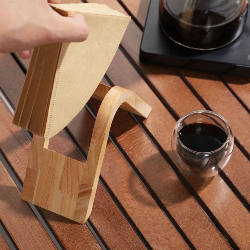 Handmade Coffee Filter Holder Solid Wood Filter Paper Stand Coffee Filter Storage Rack Office Use
