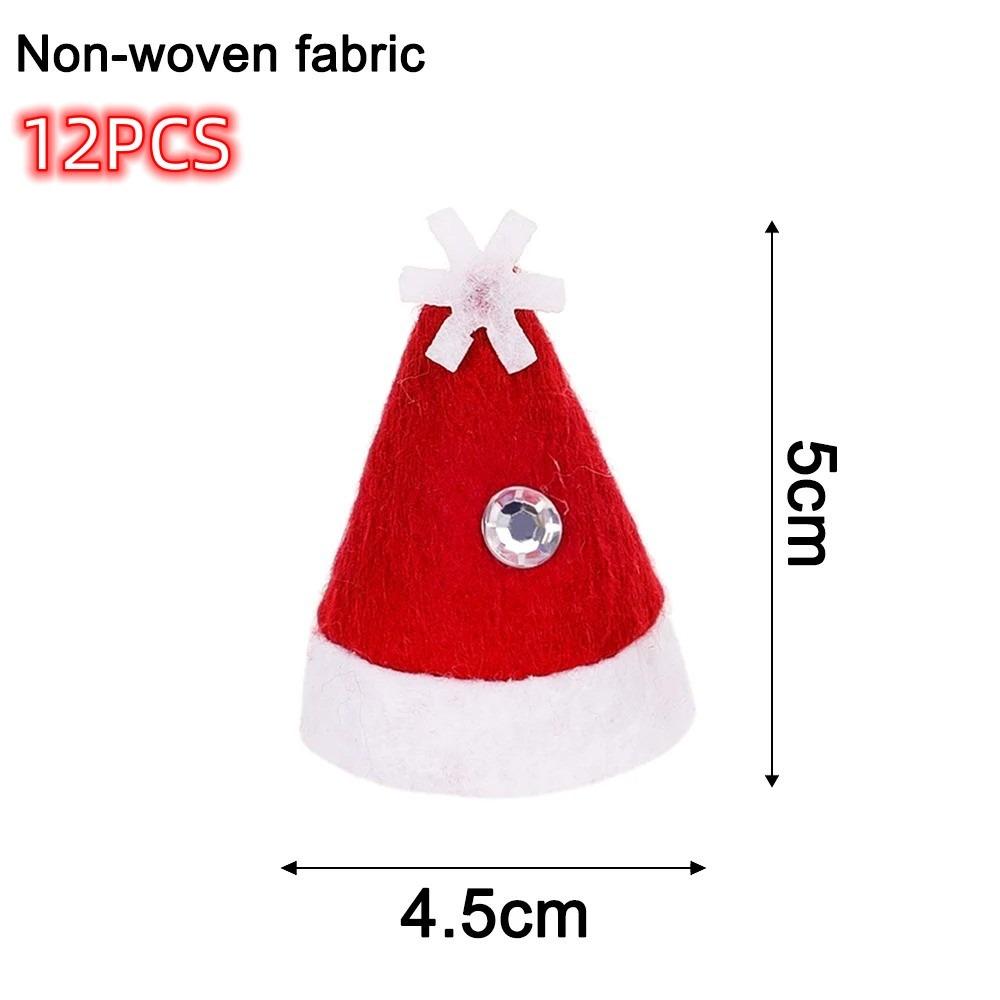 12 ks dárkových vánočních čepic Santa Claus čepice lízátko čepice láhev vína nová mini vánoční čepice párty