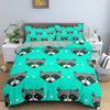 Raccoon Duvet Cover Set Grey Black Wild Animals Colourful Background King Queen Size Comforter Cover Polyester For Kids Boy Girl