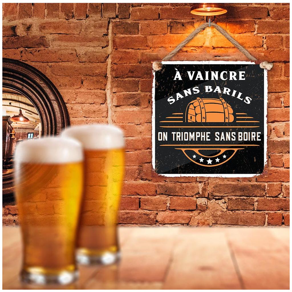 Les Trésors De Lily [A3819] - Metal Plaque 'To Conquer Without Barrels - We Triumph Without Drinking' Black - 20x20 Cm