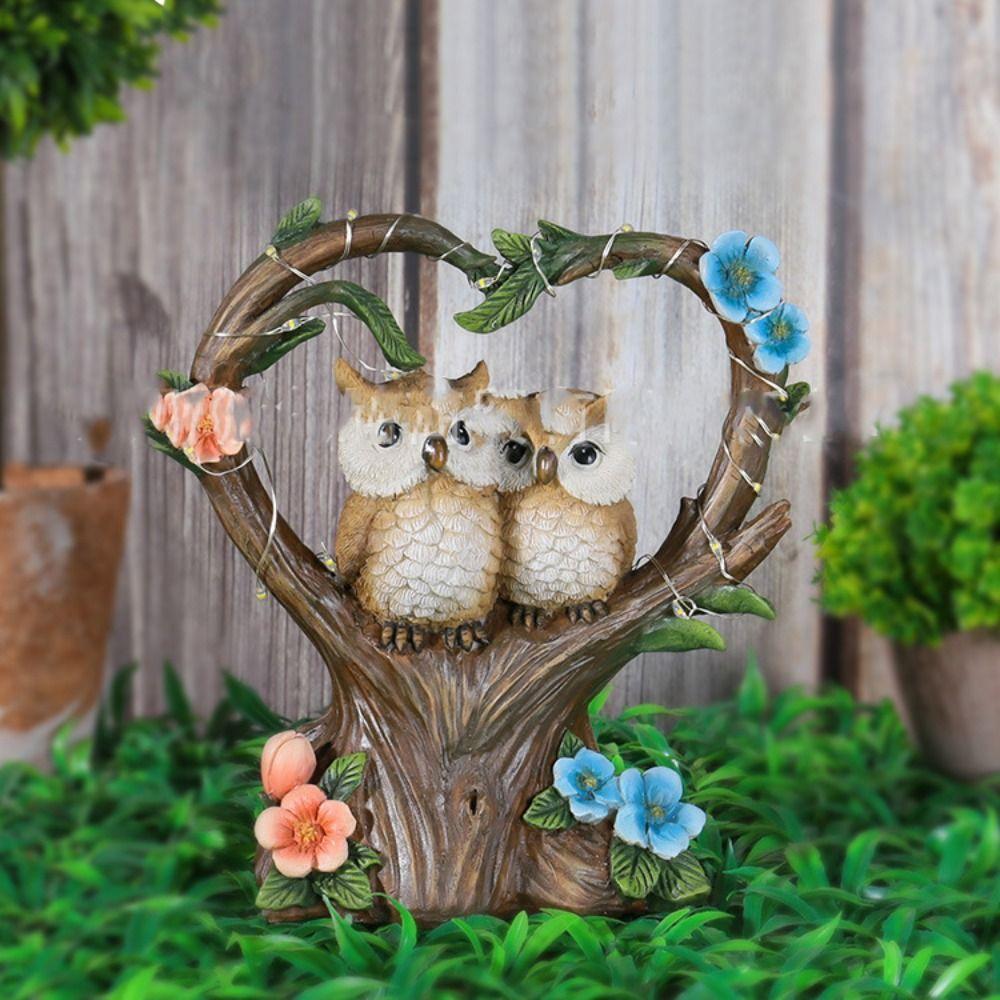 Crafts Resin Couple Bird Ornament Cute Waterproof LED Garden Statues Sculptures Creative Simulated Lawn Lamp Outdoor