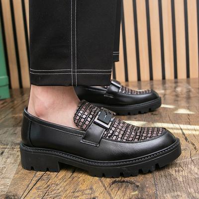 Men Leather Casual Dress Shoes Platform Loafers Slip-on High Thick Bottom Height Increasing Shoes Oxfords Wedding Shoes Hombres