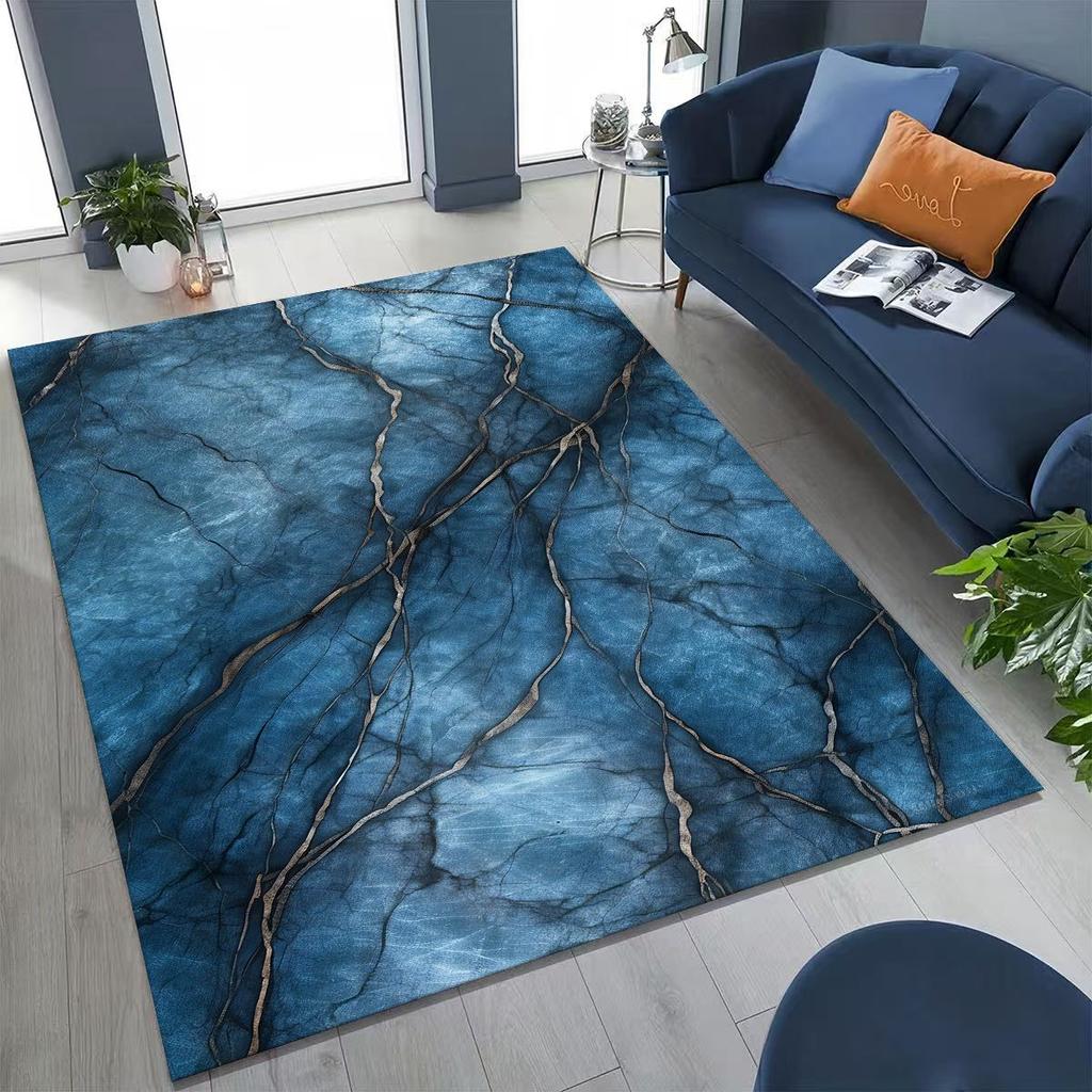 2026 Luxurious Marble Black Green Gold Colorful Stone Texture Rug for Bedroom Living Room Sofa Home Doormat Decor,Non-slip Mat