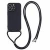For iPhone 15 Pro Case Candy Color Rubberized Phone Cover with Long Lanyard