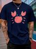 Unisexs Casual Short Sleeve T Shirt Minimal Abstract Crab Print Crew Neck Cotton Tee Loose Ocean Style Summer Tops For Adult Guys