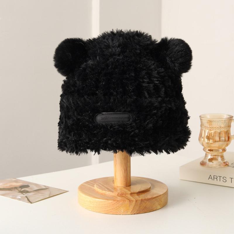 Plush Hat Winter New Women's Warm Thickened Ear Protection Hat Big Head Circumference Knitted Wool Hat