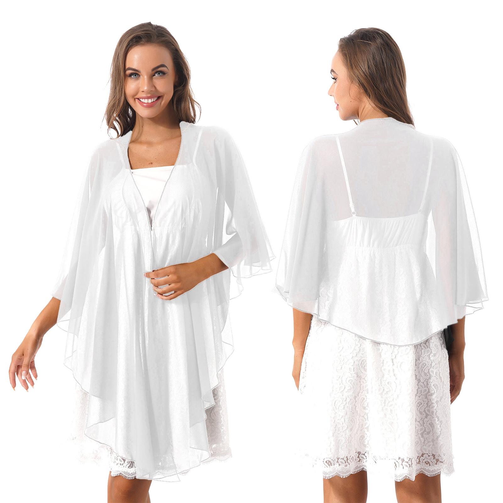 

Женское свободное кимоно-кардиган в стиле бохо, шифоновые топы, куртка, блузка, топы с рукавами 3/4, свадебное болеро, топы One Size белый